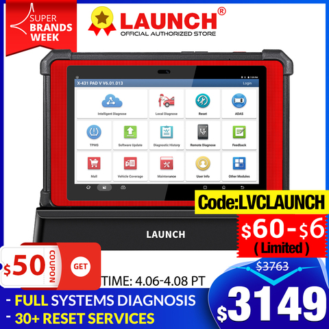 LAUNCH X431 PAD V 10.1' Inch Full Systems Diagnostic Tool 2 Years free Update Smart Box 30+ Special Reset X-431 Auto Scanner ► Photo 1/6