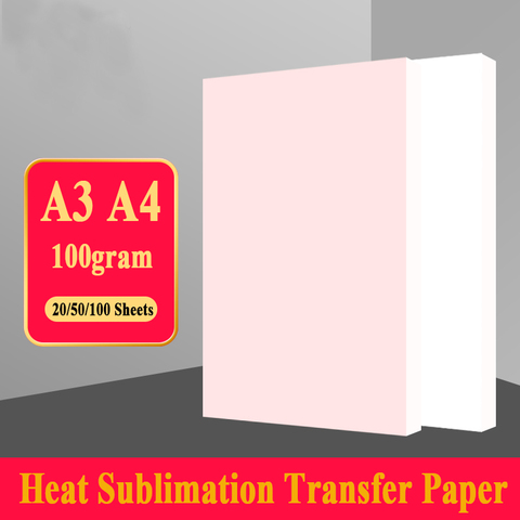 100 sheets A3 A4 Sublimation Heat Transfer Paper for Polyester Cotton T-Shirt Cushion Fabrics Cloth Phone Case Printing Design ► Photo 1/4