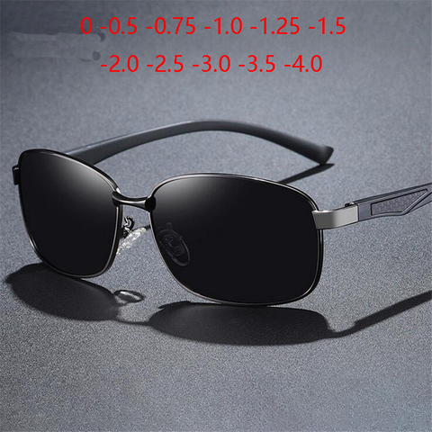 0 -0.5 -0.75 -1.0 To -4.0 Gray/Blue/Silver Lens Prescription Sunglasses Men Polarized Myopia Lens Square Pilot Sun Glasses Male ► Photo 1/6