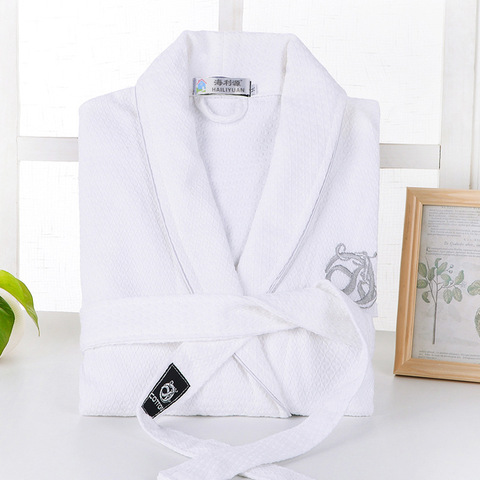 Waffle Robe 100% Cotton Robe Lovers Hotel Robe Men And Women Robe Bathrobe Soft Sleeprobe Male&Female Casual Embroidery Homewear ► Photo 1/6