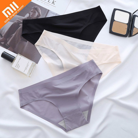 Xiaomi 3pcs Ice Silk Panties Ladies Seamless Skin-friendly Sexy Fashion Thong Underwear Breathable High Elastic Briefs Underwear ► Photo 1/6