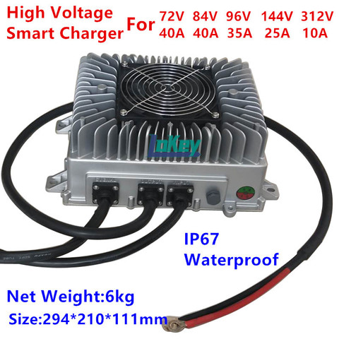 seal waterproof high voltage charger 72V 96V 114V 312V 20A 30A 40A smart Charger for lithium lipo lifepo4 LTO lead acid batterys ► Photo 1/6