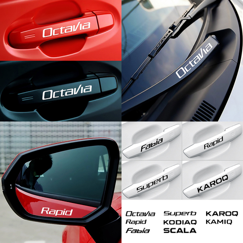 4Pcs Car Door Handle sticker Car Decoration Stickers For Skoda Kamiq Superb 2 Rapid Kodiaq Fabia 2 Octivia A5 Karoq Car Styling ► Photo 1/6