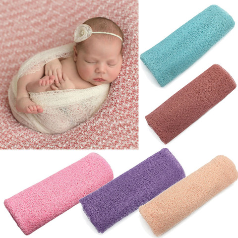 8 color Newborn Photography Props Baby Wraps Photo Shooting Accessories Photograph Studio Blanket Backdrop Lace Elastic Fabric ► Photo 1/6