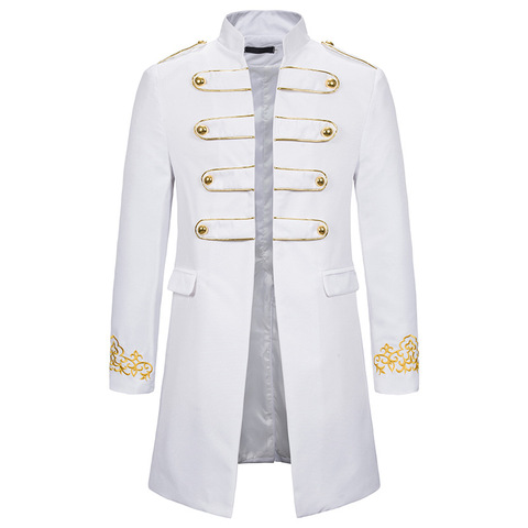 White Stand Collar Embroidery Blazer Men Military Dress Tuxedo Blazer Men Suit Jacket Nightclub Stage Cosplay Blazer Masculino ► Photo 1/6