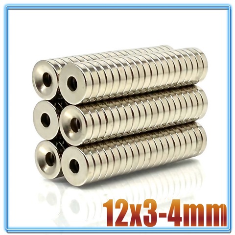 10/20/50/200/500Pcs Neodymium Magnet 12x3 Hole 4 N35 NdFeB Round Super Powerful Strong Permanent Magnetic imanes Disc 12*3 Hole4 ► Photo 1/6