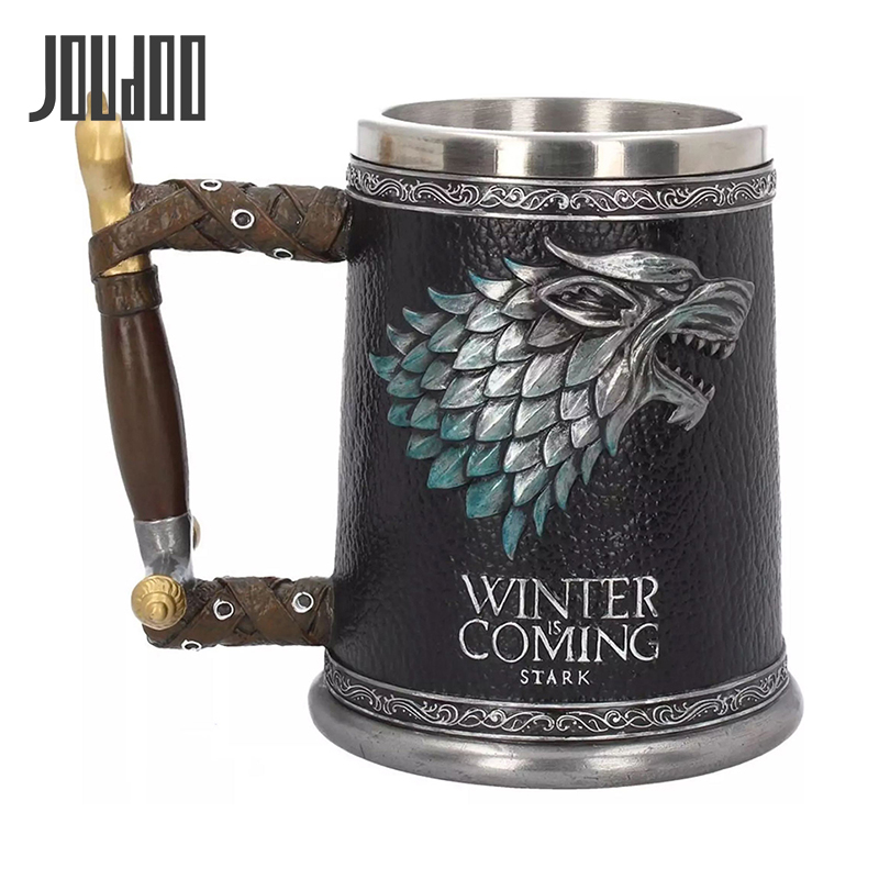 Game of Thrones Direwolf Coffee Mug Stark Wolf Inspired Cup Stainless Steel 