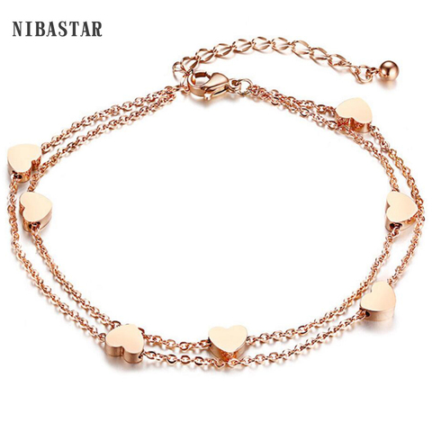 Charming Multiple Heart Double Bracelets&Bangles  Gold Silver Gold Rose Color Metal Bracelets Statement Jewelry For Women Girls ► Photo 1/6