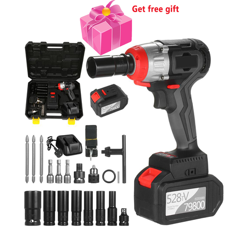 Cordless Impact Wrench 980Nm Torque Brushless Motor Quick Chuck 2x6.0A with Fast Charger Variable Speed Impact Kit with Drill ► Photo 1/6