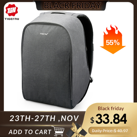 Tigernu Business Men Backpack USB Charging Port Fits Under 15.6