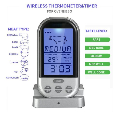 Meat Thermometers  LCD Digital Probe Bluetooth Remote Wireless BBQ Grill Kitchen Thermometer Home Cooking Tools with Timer Alarm ► Photo 1/6