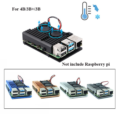 Raspberry Pi 4 Model B Dual Fans CNC Aluminum Alloy Case Metal 5 Color Armor Shell with Heat Sinks for Raspberry Pi 4B/3B+/3B ► Photo 1/6