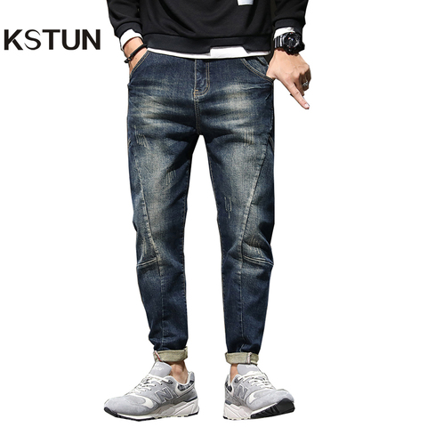 Mens Jeans Harem Pants Fashion Pockets Desinger Loose fit Baggy Moto Jeans Men Stretch Retro Streetwear Relaxed Tapered Jeans 42 ► Photo 1/6