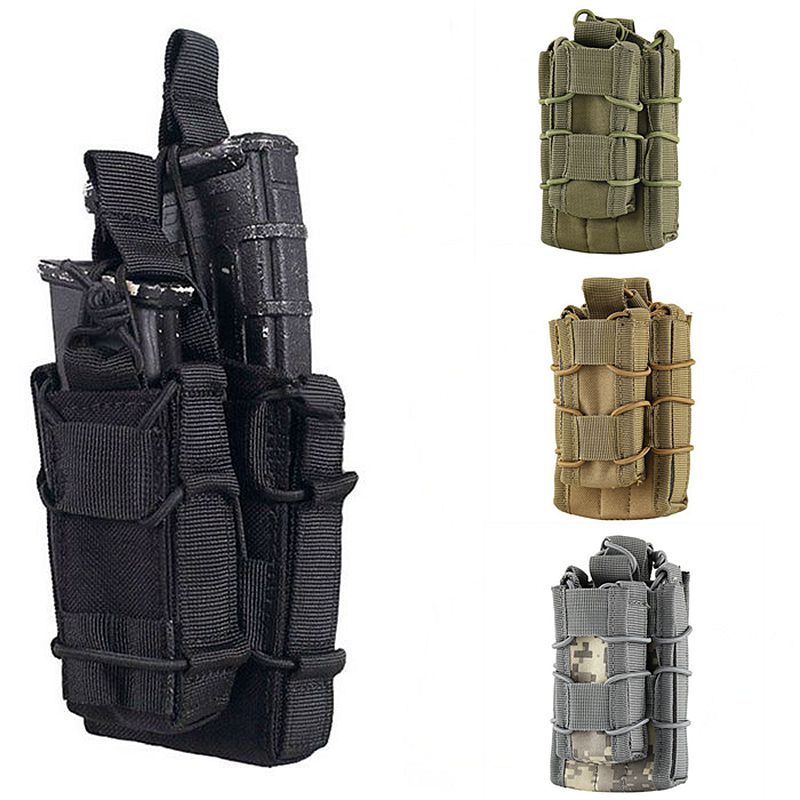 Molle Tactical Clip Single Mag Magazine Pouch Open Top Cartridge Bags 
