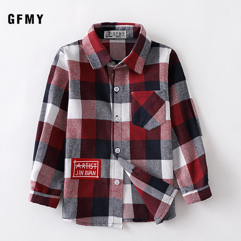 GFMY 2022  Autumn 100% Cotton Full Sleeve Fashion kids Plaid Shirt 2T-14T Casual Big Kid Clothes Can Be a Coat ► Photo 1/6
