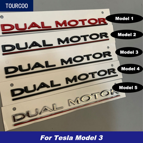 For Tesla Model 3 3D Dual Motor Emblem Sticker Car Styling Modified Garnish Accessories ► Photo 1/6