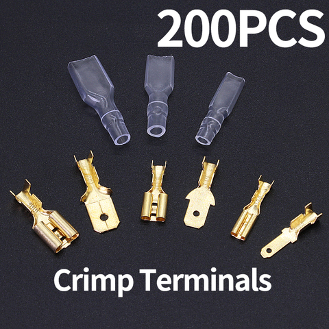 200PCS/50Pairs Female Male Spade Crimp Terminals Sleeve Wire Wrap Connector for 22-16 AWG 0.5mm2-1.5mm2 2.8mm 6.3mm 4.8mm ► Photo 1/6