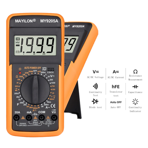 Multimeter Digital Measurement Voltage Tester Current Resistance Capacitance Diode Test Carrying Buzzer HFE Manual Range ► Photo 1/6