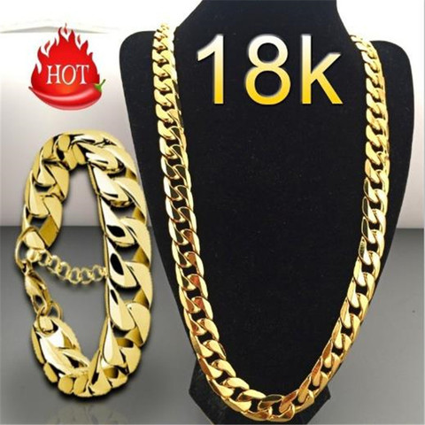 Sitaicery Punk Cuban Chain Gold Necklace Men 45/50/55/60/65/70/75CM Link Curb Chain Long Necklace For Men Women Fashion Jewelry ► Photo 1/6