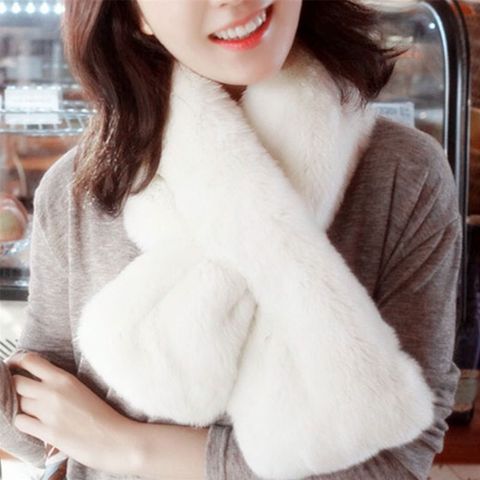 Women's Real Rabbit Fur Scarf Warm Knitted Scarves Collar Wrap Stole Neck  Warmer