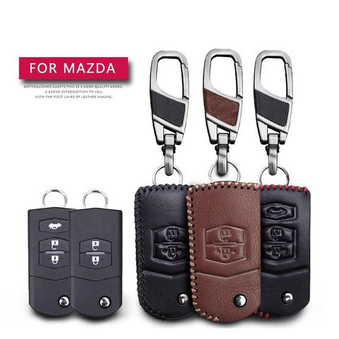 Leather Car Key Case Cover For Mazda 2 3 5 6 CX5 CX-5 M2 M3 M5 M6 Protection Key Shell Skin Bag Only case ► Photo 1/6
