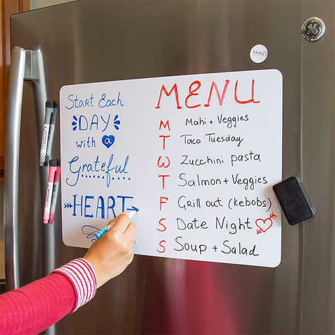 A4 Size Magnetic Whiteboard Dry Erase White Board Kitchen Fridge Sticker Menu Weekly Planner Calendar Table Marker ► Photo 1/6