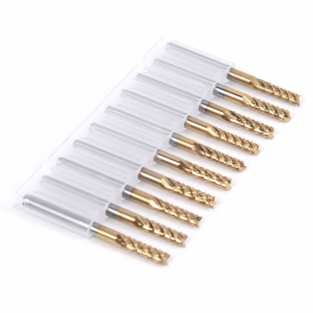10pcs 3.175mm Titanium Coated Carbide End Mill Engraving Bit For CNC PCB Rotary ► Photo 1/4