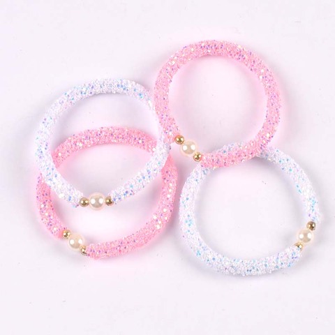 2pcs Cute Sequins and pearls White and pink Children's sweater bracelet for children gift cp2723 ► Photo 1/5