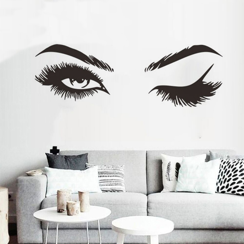Lash & Brows Eyes Quote Wall Stickers Fashion Vinyl Eyelashes Wall Decals 