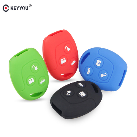 KEYYOU 3 Buttons Remote Silicone Car Fob Key Case Cover For Ford Focus Mondeo Festiva Fusion Suit Fiesta KA Holder Protector ► Photo 1/6