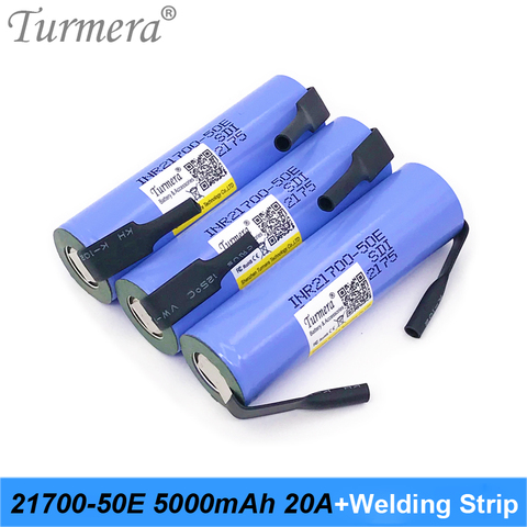 Turmera 21700 5000mAh Battery INR21700-50E 20A Discharge Current with Welding Nickel  for Screwdriver Battery E-Bike 36V 48V 60V ► Photo 1/6