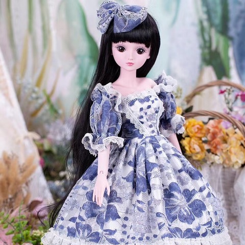 60cm BJD Doll Clothes Lace Dress for 1/3 Dolls Wedding Dress Printed Skirt DIY Clothing Accessories Toys Girls Gifts ► Photo 1/6