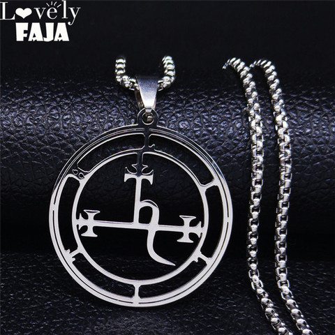 Stainless Steel Demon Seal Necklace Men/Women Silver Color Satan LILITH Necklaces & Pendants Jewery colares feminino N1249S03 ► Photo 1/6