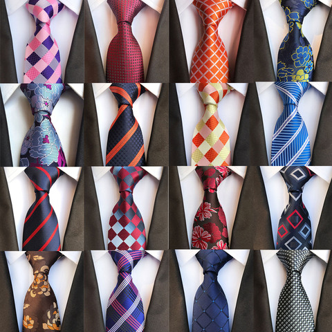 Men's Fashion Tie 8cm Silk Classic Necktie Yellow Blue Plaid Striped Flower Ties Business Wedding Mans Neckwear Gift Accessories ► Photo 1/6
