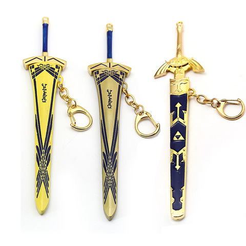 New FATE Stay Night Saber Keychain Gold Excalibur Morgan Metal Sword Key Chain Ring For Men Car Women Bag Jewelry Chaveiro ► Photo 1/6