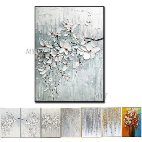 Abstract Knife 3D Flower Pictures Home Decor Wall Art Hand Painted Flowers Oil Painting on Canvas Handmade Floral Paintings ► Photo 1/6