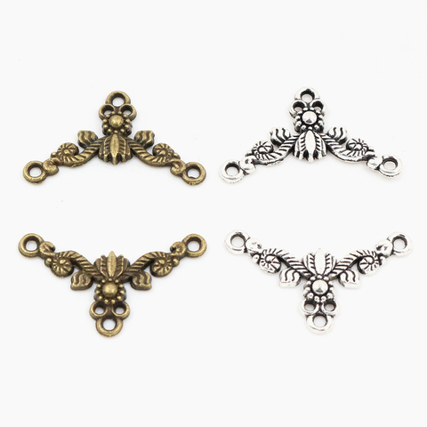 26x15mm 30pcs Antique Silver Plated Bronze Plated Flower Style Connector Handmade Charms Pendant:DIY for bracelet necklace- ► Photo 1/3