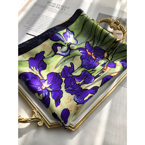 Pure 100% Silk Scarf female Printed famous painting  spring Silk scarfe fashion Women scarf 90  square  summer sunscreen ► Photo 1/6