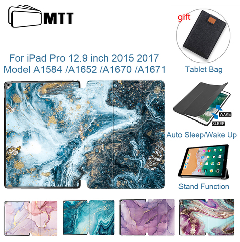 MTT Case For iPad Pro 12.9 inch 2015 2017 Marble PU Leather Flip Stand Smart funda Folio Tablet Case A1584 A1652 A1670 A1671 ► Photo 1/6