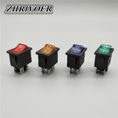 KCD1 4Pin LED Light Boat Car Rocker Switch 6A/10A 250V/125V AC Red Yellow Green Blue 220V ► Photo 1/6