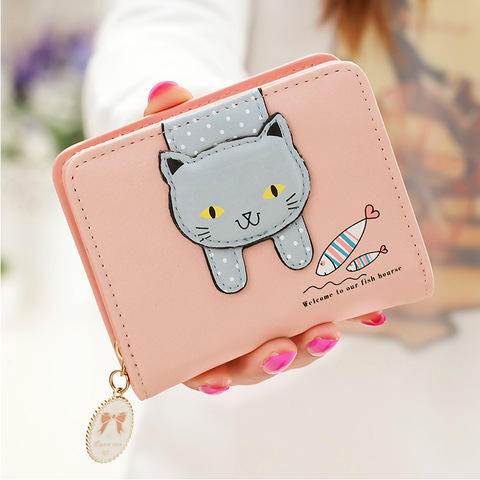 Women Cute Cat Wallet Small Zipper Girl Wallet Brand Designed Pu Leather Women Coin Purse Female Card Holder Wallet Billetera ► Photo 1/6