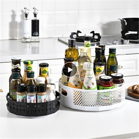 360 Rotating Round Spice Storage Rack Tray Turntable Kitchen Jar Holder Storage Box Multifunction Container Organizer Clean ► Photo 1/6