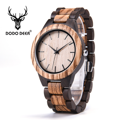 DODO DEER Men Luxury Brand Green Sandal Wood Watches Full Wooden Quartz Watch Handmade Wristwatches Carton Box OEM relogio ► Photo 1/6