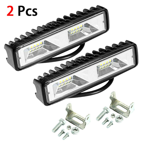 2Pcs 18W 12V 16 LED Work Light Spot Beam Bar Car Truck SUV Off-Road Driving Fog Lamp Headlights Flood Spot Lights ► Photo 1/4