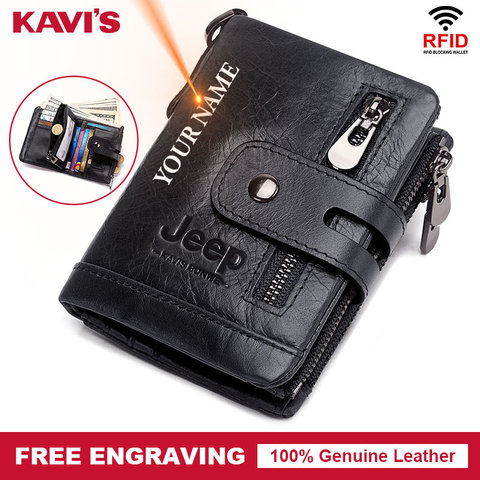 Free Engraving Cowhide Genuine Leather Men Wallet Coin Purse Mini Card Holder Chain PORTFOLIO Portomonee Male Walet Pocket Chain ► Photo 1/6