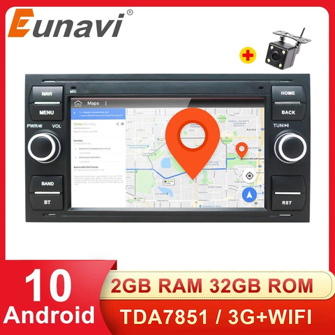 Eunavi Android 10 GPS Car Radios 2 Din Car Multimedia Audio For Ford Mondeo S-max Focus C-MAX Galaxy Fiesta Form Fusion NO DVD ► Photo 1/6