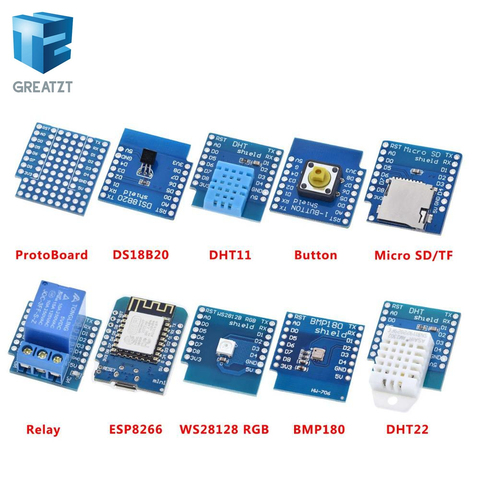 Esp8266 D1 Mini Pro Wifi Development Board Nodeu Ws2812 Rgb Dht11 Dht22 Am2302 Relay Ds18b20 Bmp180 Motor For Wemos Diy Kit ► Photo 1/6