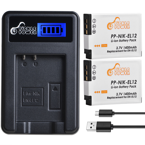 EN-EL12 ENEL12 EN EL12 Battery & Charger for Nikon CoolPix S610 S610c S620 S630 S710 S1000pj P300 P310 P330 S6200 S6300 S9400. ► Photo 1/6