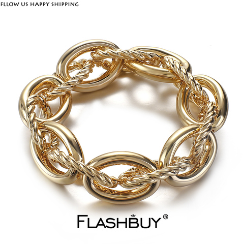 FLASHBUY Punk Fashion Chunky Thick Chain Bracelets For Women Men Statement Metal Bracelet Couple Jewelry Gift 2022 ► Photo 1/6