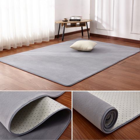 Living Room Carpet Coral fleece Sofa Coffee Table Rugs Kid's Bedroom Non-slip Soundproof Home Carpet Gray Balcony Bay Window Mat ► Photo 1/6